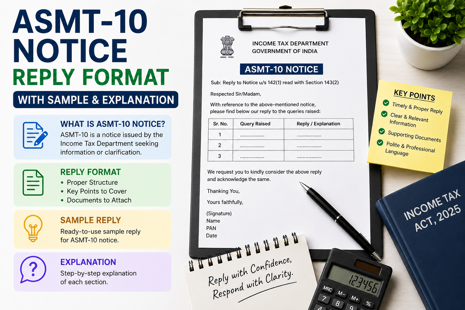 ASMT-10 Notice Reply Format with Sample and Explanation